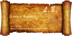Lencz Babett névjegykártya